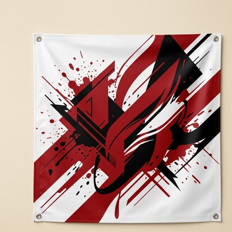 13oz Vinyl Banner with red and black graphic design