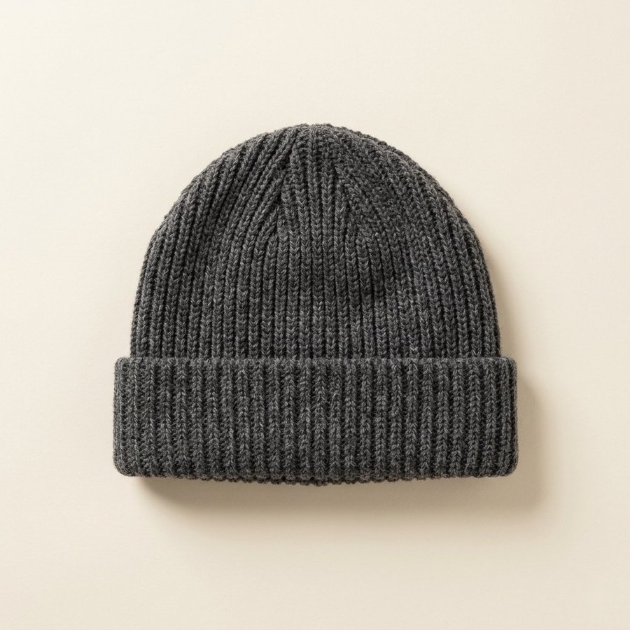 Beanie — charcoal gray ribbed knit cuffed beanie hat