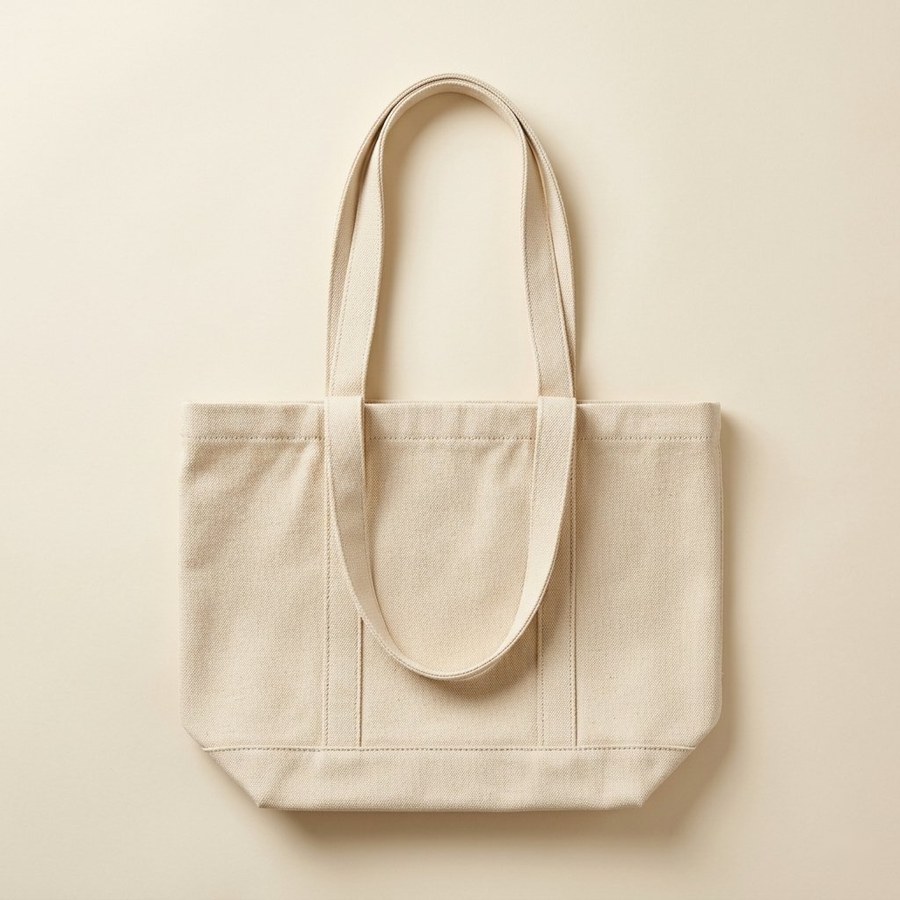 Canvas Tote — natural cream cotton canvas tote bag with long handles