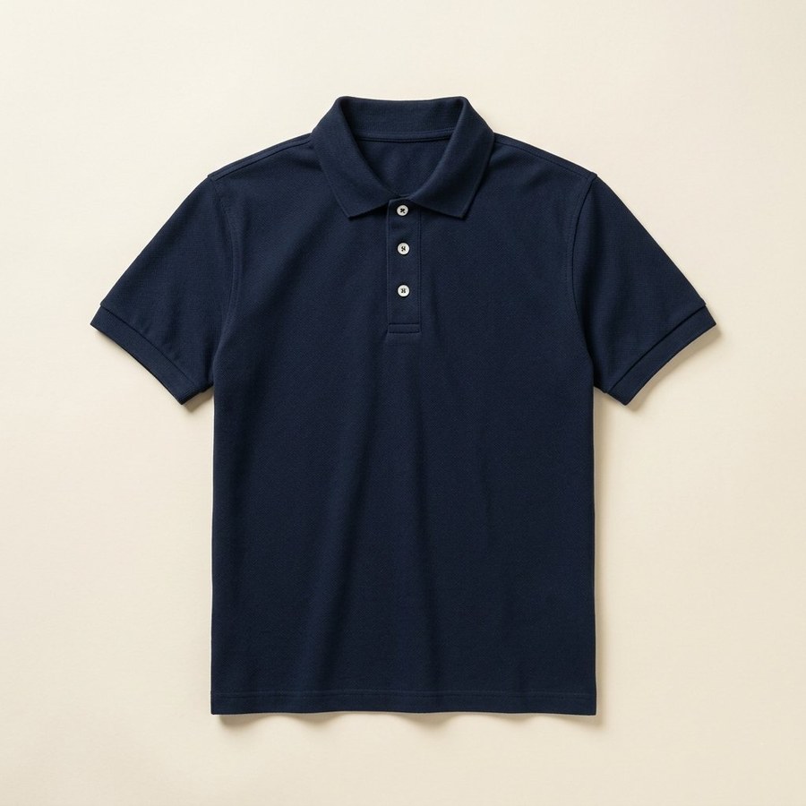 Classic Polo — navy blue pique knit cotton polo shirt