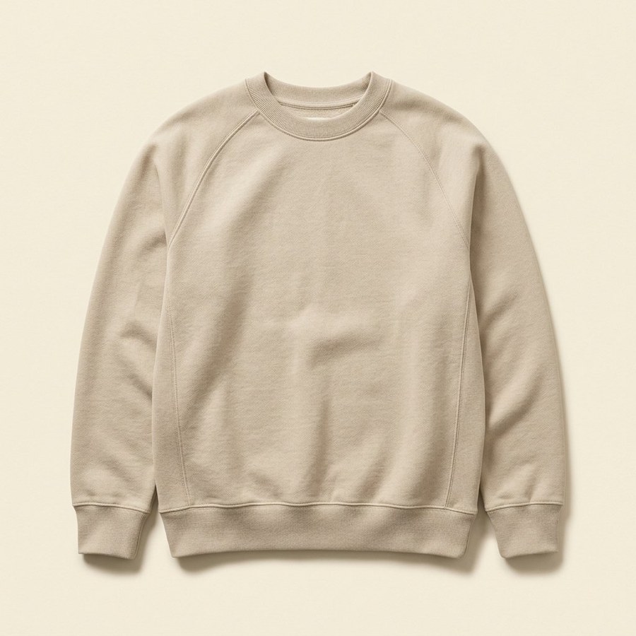 Crewneck — sand tan midweight fleece crewneck sweatshirt