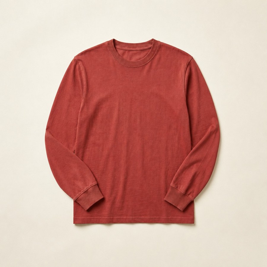 Long Sleeve — brick red ringspun cotton long-sleeve t-shirt