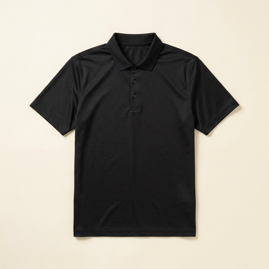 Performance Polo — black moisture-wicking mesh polo shirt