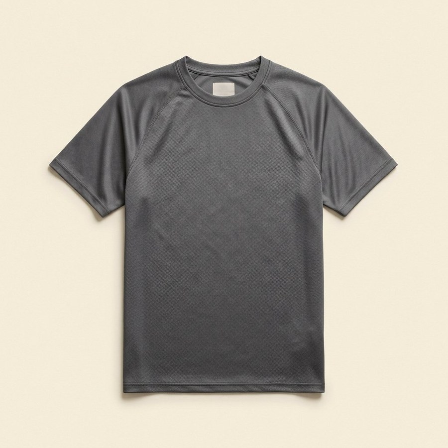 Performance Tee — charcoal gray moisture-wicking athletic mesh t-shirt