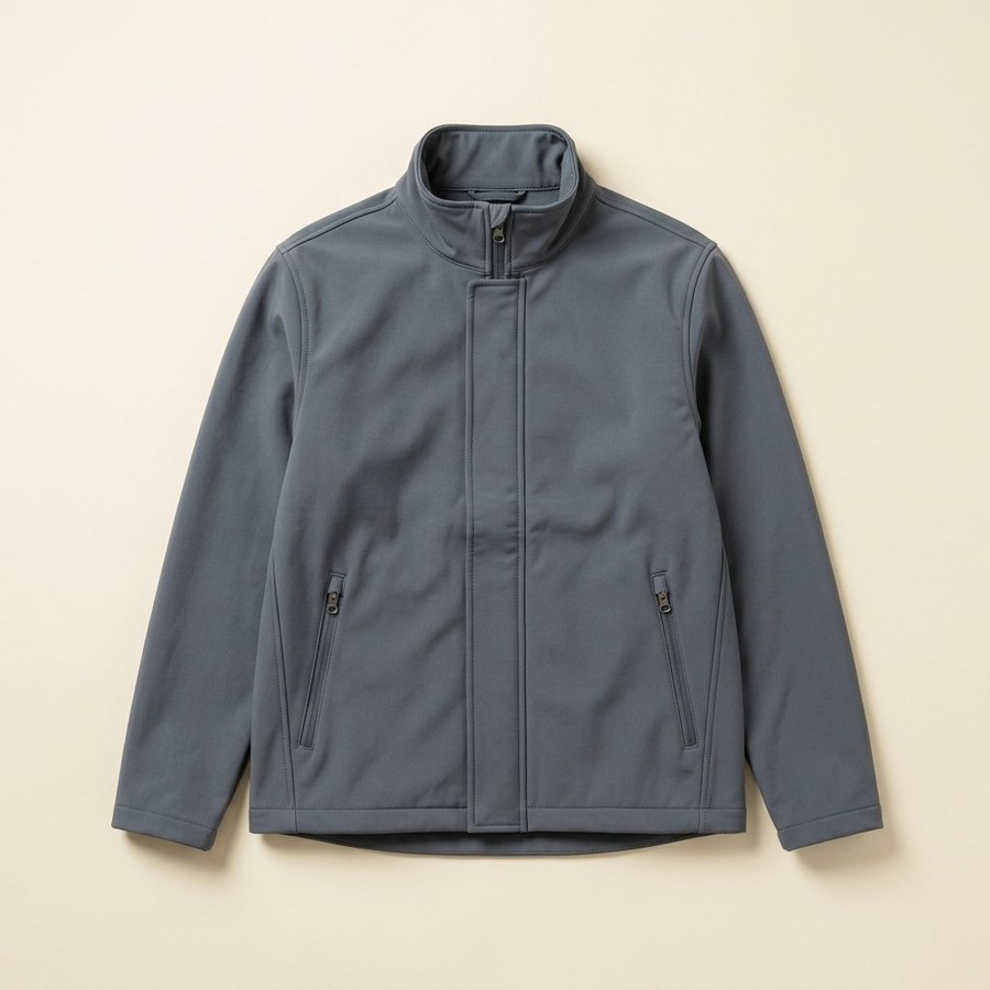 Soft-Shell Jacket — slate gray softshell outerwear with zip pockets