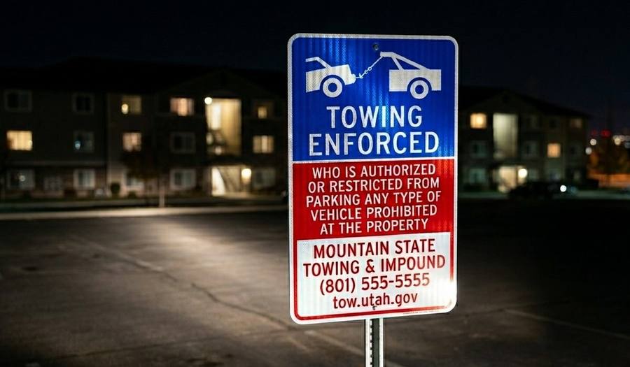 Towing sign at night — reflective material