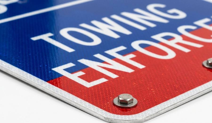 Close-up of reflective aluminum sign material