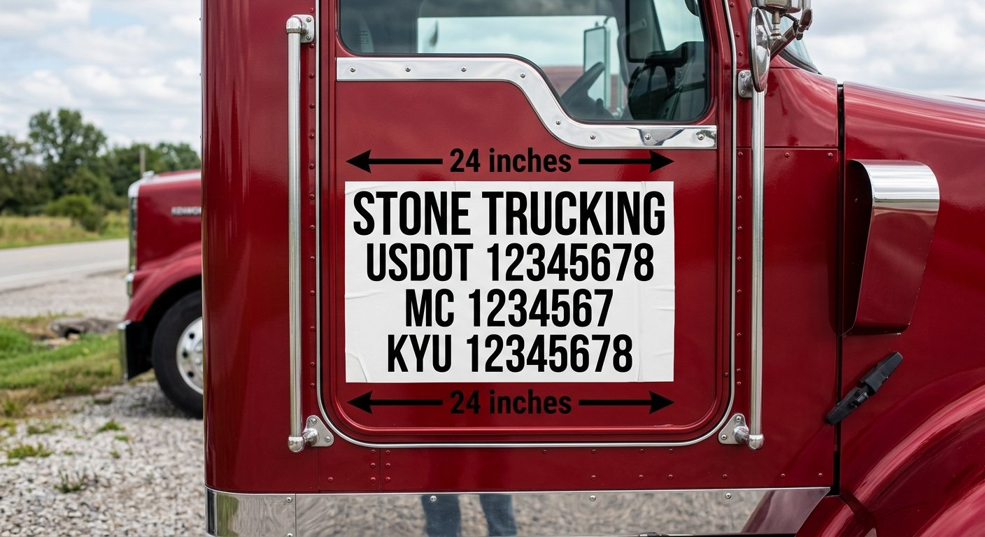 USDOT decal on classic Kenworth semi — traditional big rig